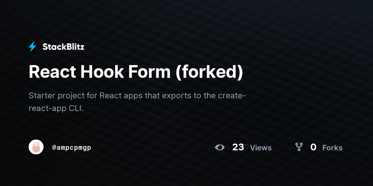 React Hook Form (forked) - StackBlitz