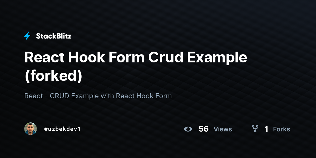 React Hook Form Crud Example (forked) - StackBlitz