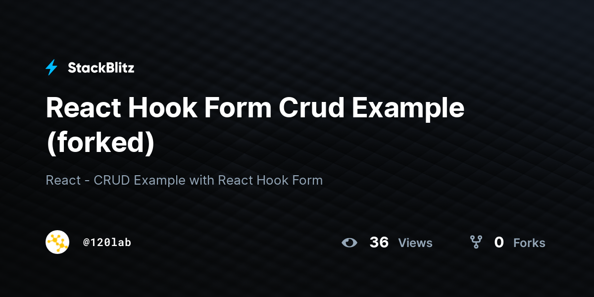 React Hook Form Crud Example (forked) - StackBlitz
