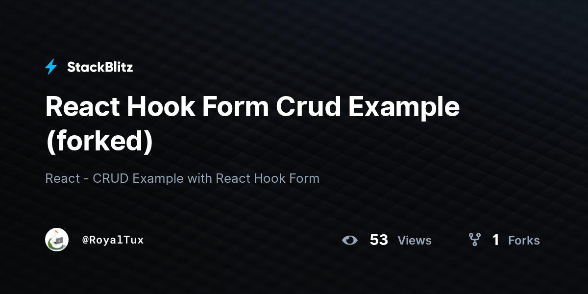 React Hook Form Crud Example (forked) - StackBlitz