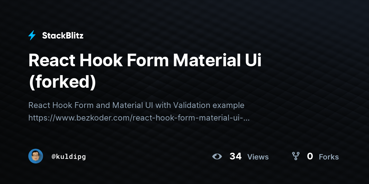 React Hook Form Material Ui (forked) - StackBlitz
