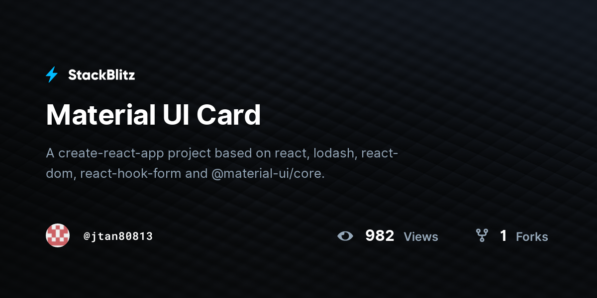 Material UI Card - StackBlitz