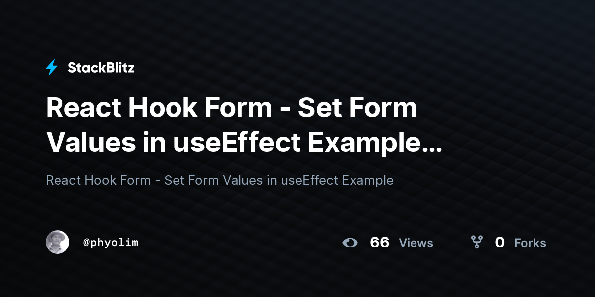 React Hook Form - Set Form Values in useEffect Example (forked ...