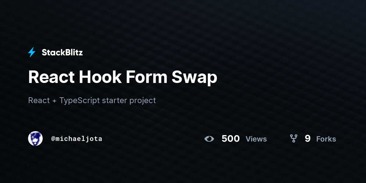 React Hook Form Swap - StackBlitz