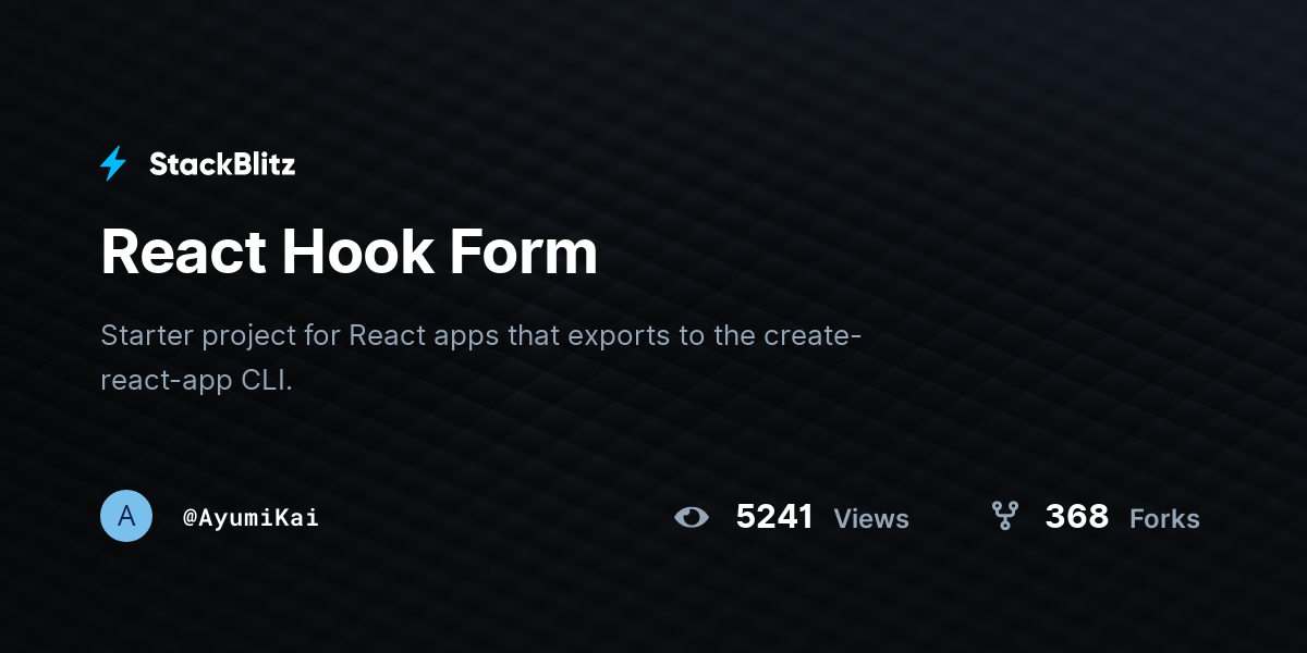 React Hook Form - StackBlitz