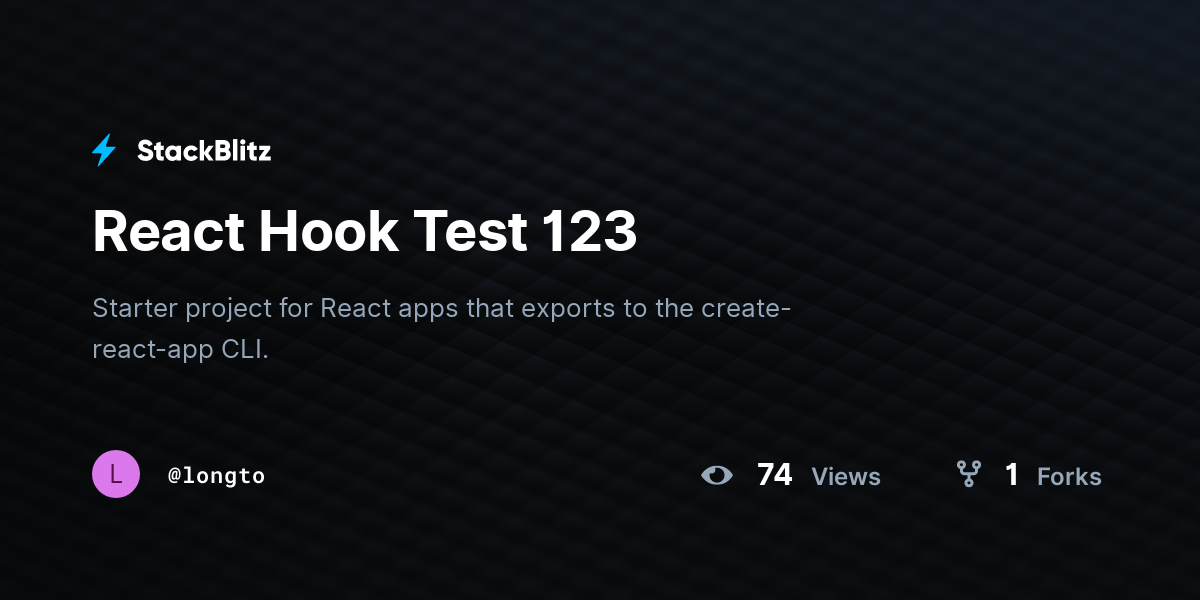 React Hook Test 123 - StackBlitz