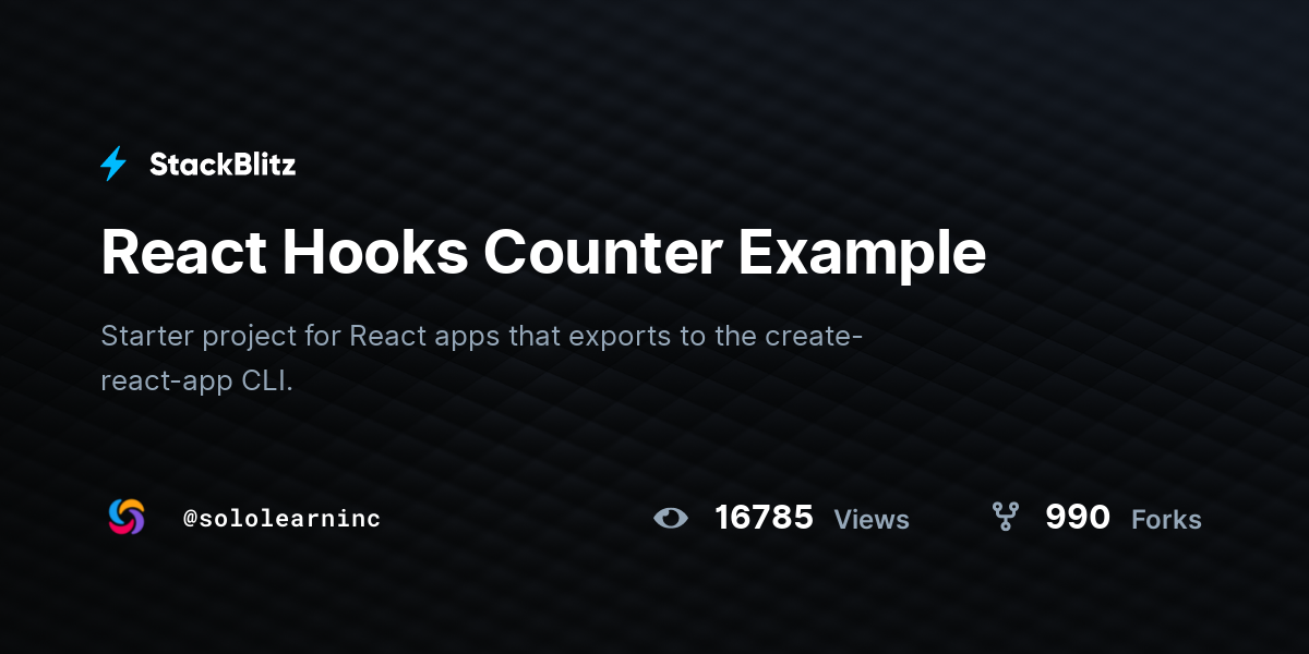 React Hooks Counter Example - StackBlitz
