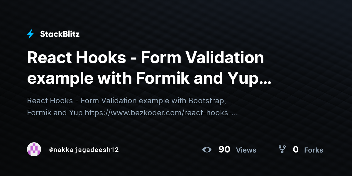 React Hooks Form Validation example with Formik and Yup (forked