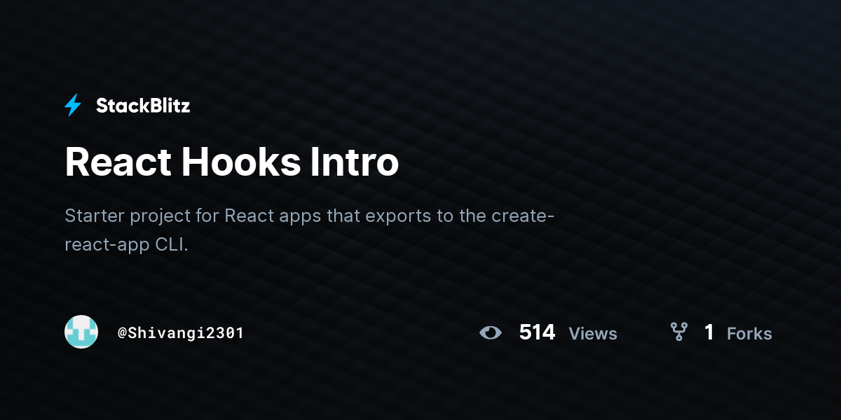 React Hooks Intro - StackBlitz