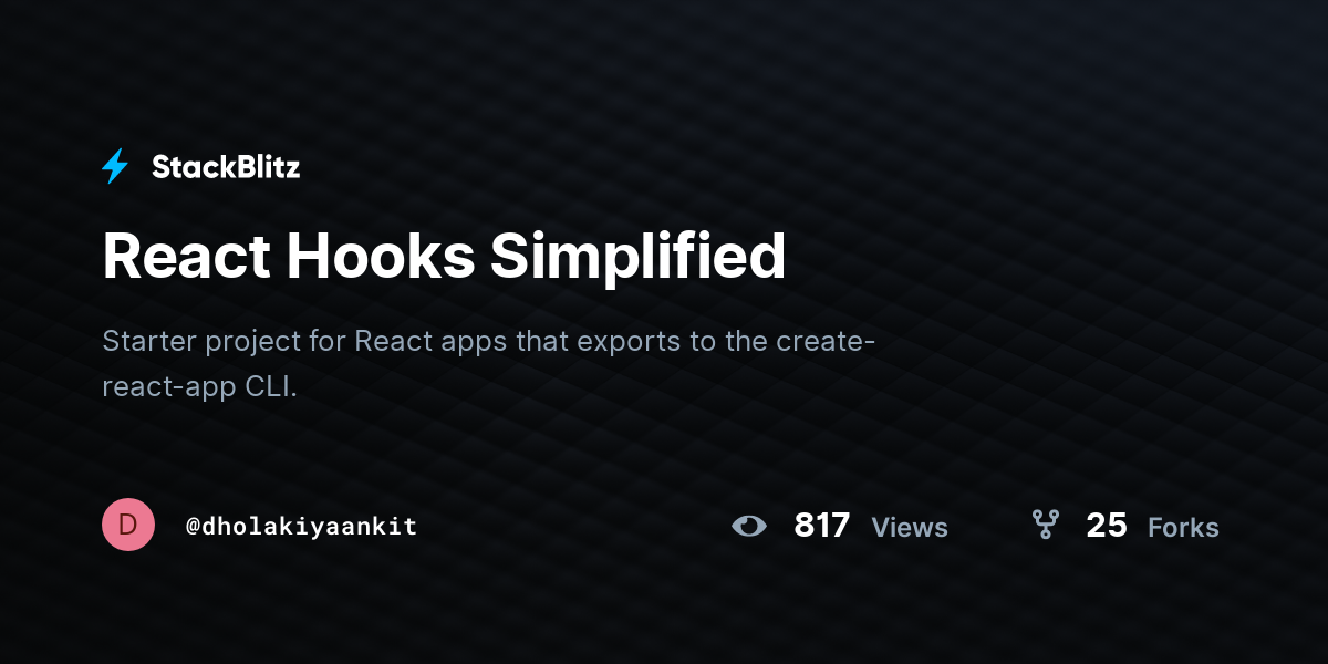 React Hooks Simplified - StackBlitz