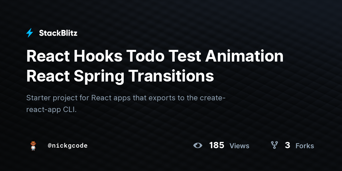 React Hooks Todo Test Animation React Spring Transitions - StackBlitz