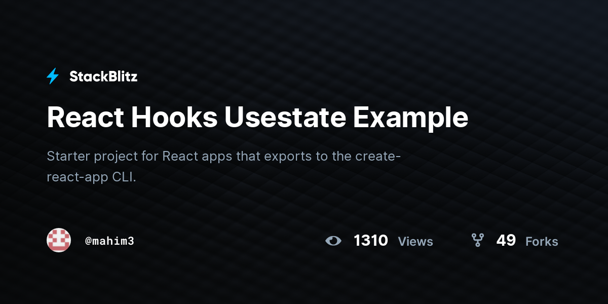 React Hooks Usestate Example - StackBlitz