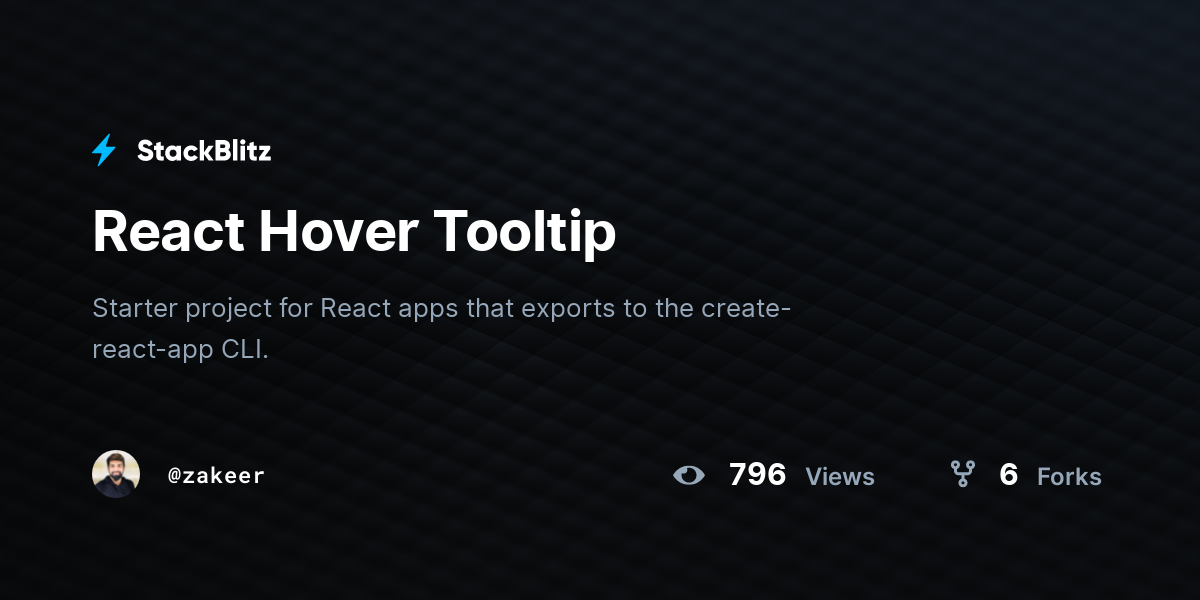 React Hover Tooltip - StackBlitz