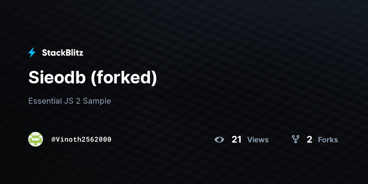 Sieodb (forked) - StackBlitz