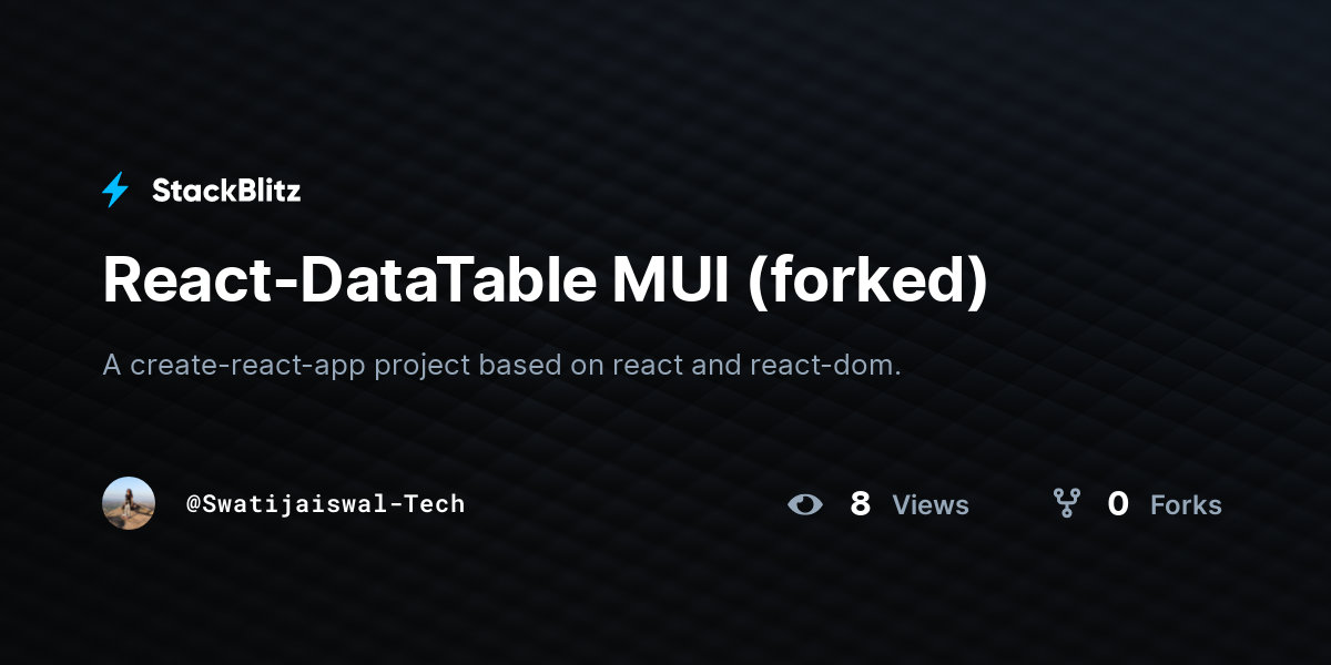 React-DataTable MUI (forked) - StackBlitz