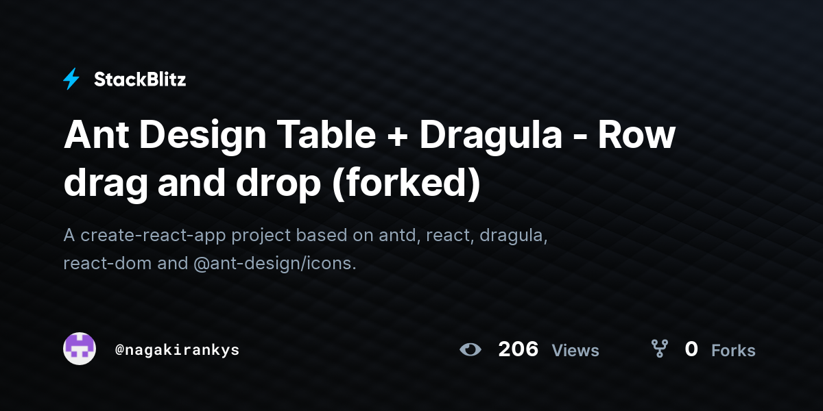 Ant Design Table + Dragula - Row drag and drop (forked) - StackBlitz
