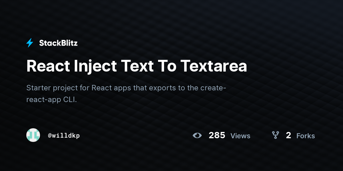 react-inject-text-to-textarea-stackblitz