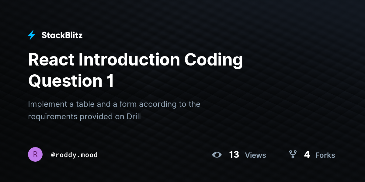 React Introduction Coding Question 1 - StackBlitz