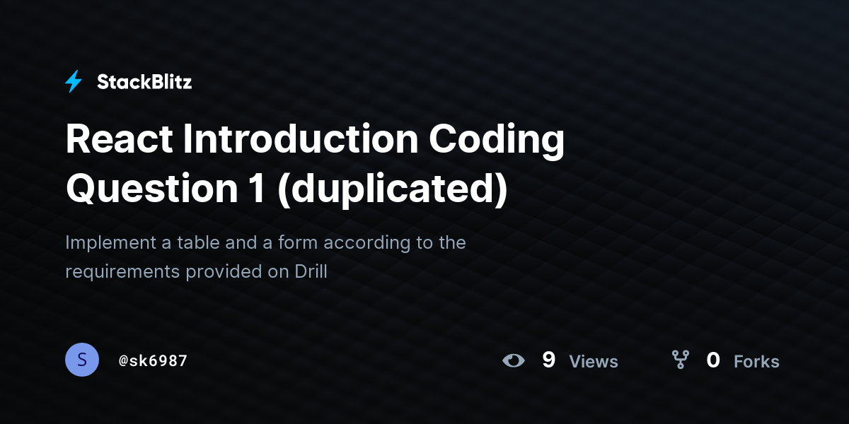 React Introduction Coding Question 1 (duplicated) - StackBlitz