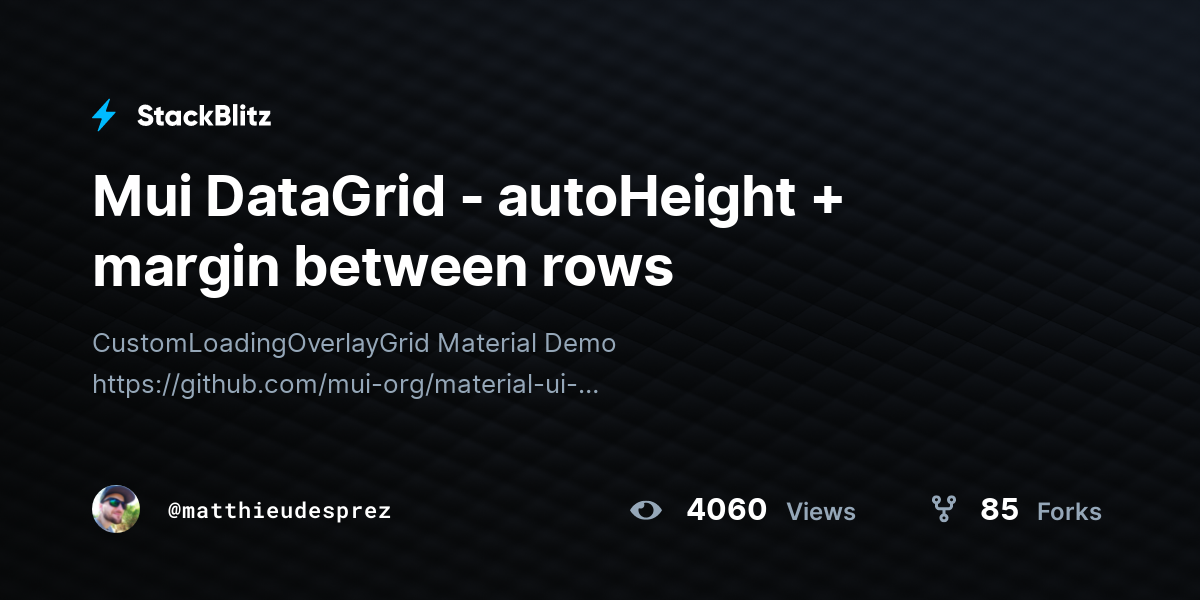 Mui DataGrid - autoHeight + margin between rows - StackBlitz