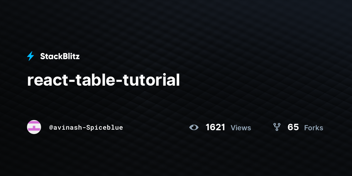 React table tutorial stackblitz