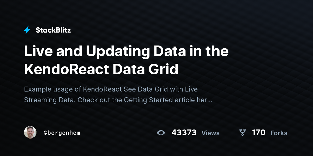 Live and Updating Data in the KendoReact Data Grid - StackBlitz