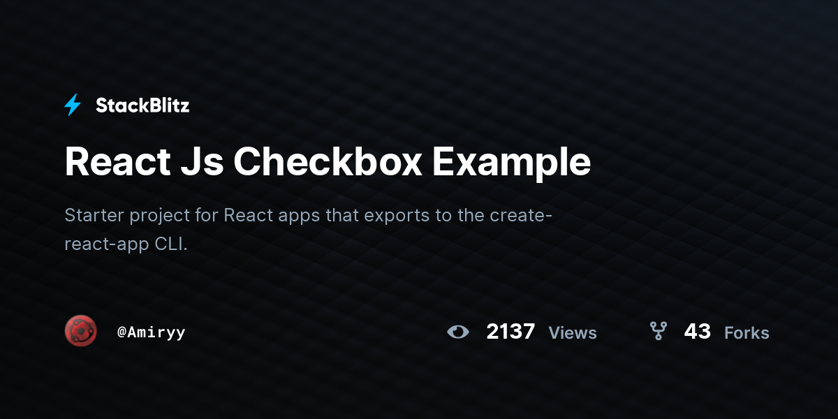 React Js Checkbox Example - StackBlitz