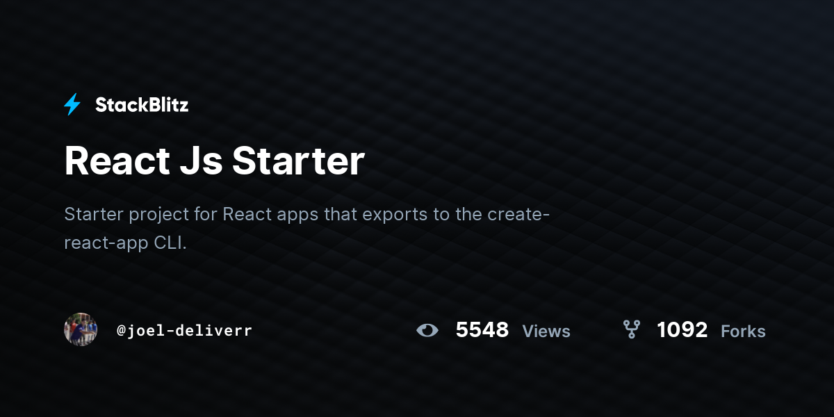 React Js Starter - StackBlitz