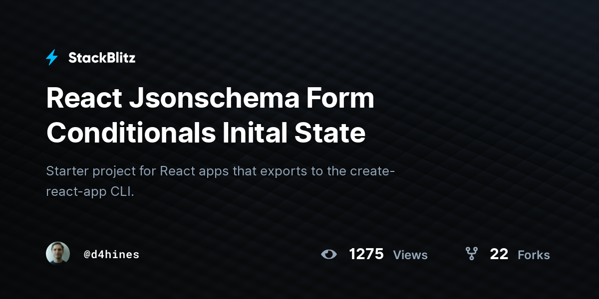 React Jsonschema Form Conditionals Inital State - StackBlitz