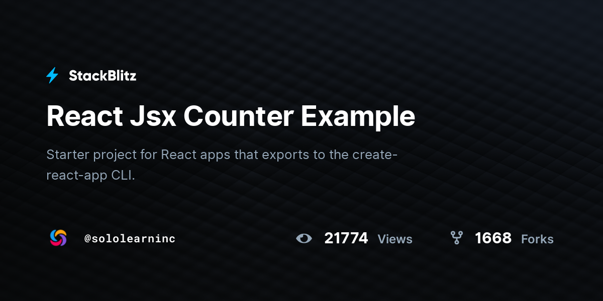 React Jsx Counter Example - StackBlitz