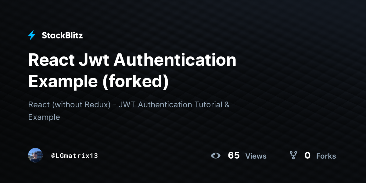 React Jwt Authentication Example (forked) - StackBlitz