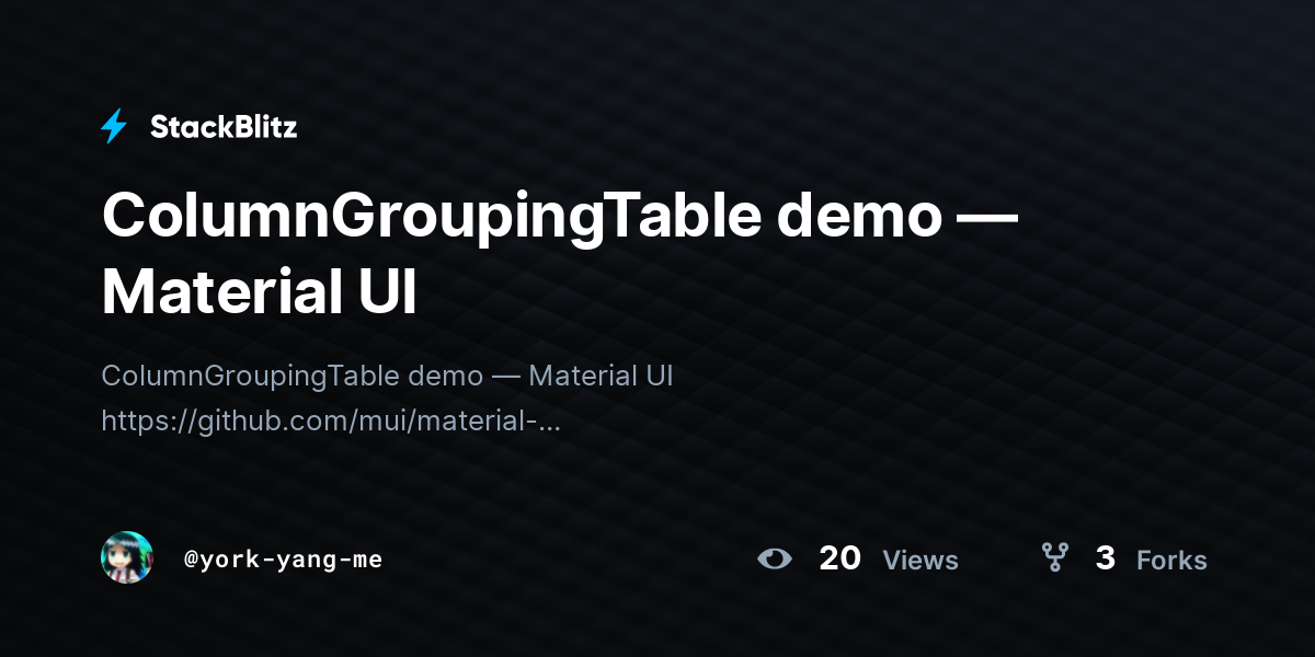 ColumnGroupingTable demo — Material UI - StackBlitz