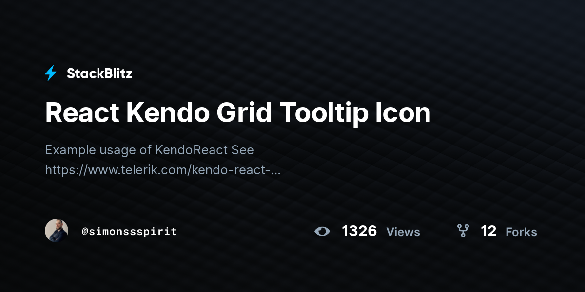 React Kendo Grid Tooltip Icon - StackBlitz