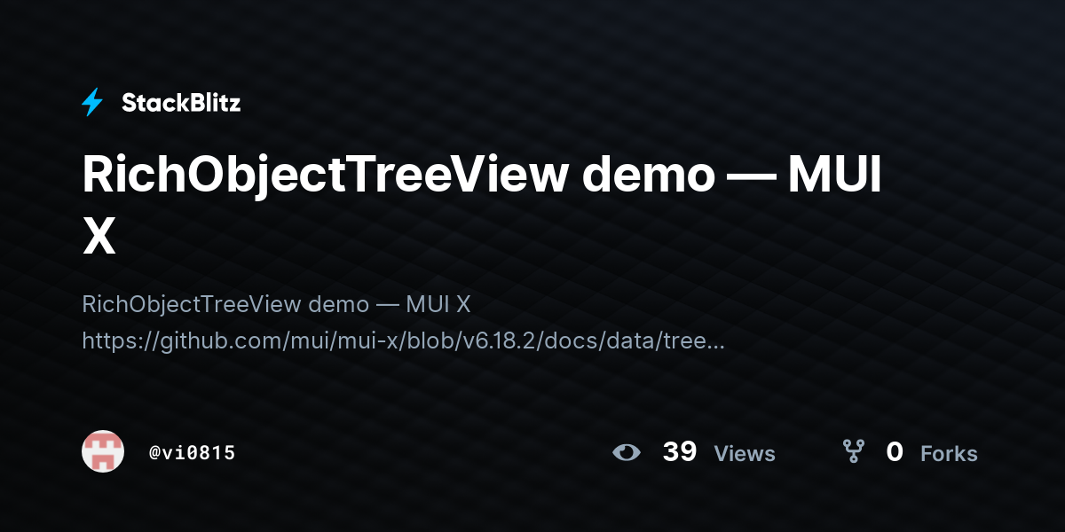 RichObjectTreeView demo — MUI X - StackBlitz