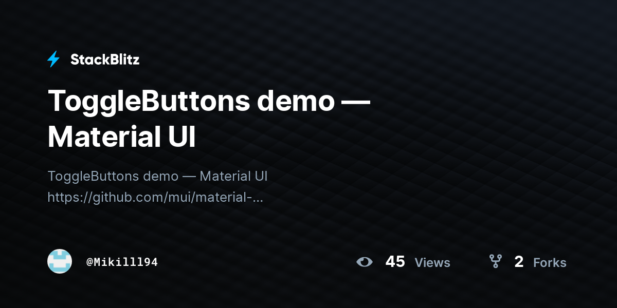 ToggleButtons demo — Material UI - StackBlitz