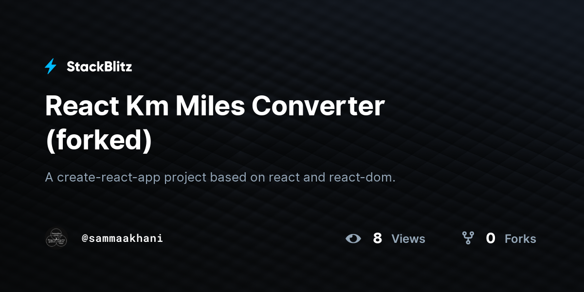 React km miles converter forked stackblitz