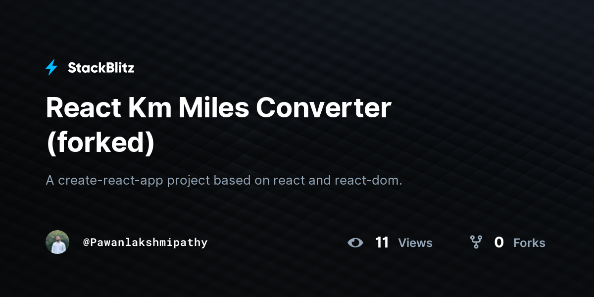 React km miles converter forked stackblitz