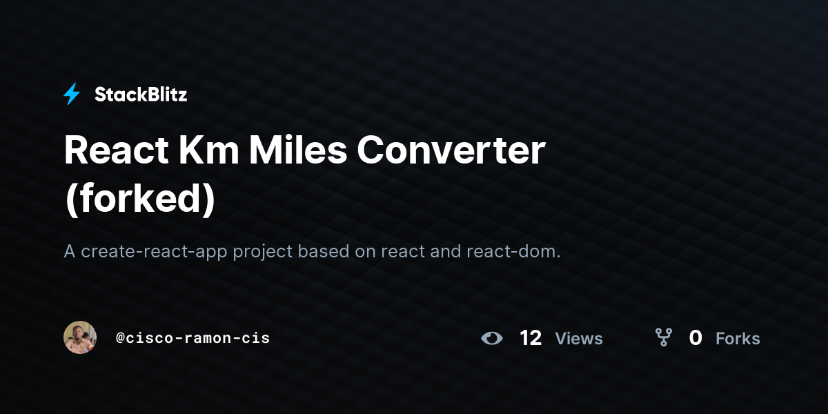 React km miles converter forked stackblitz