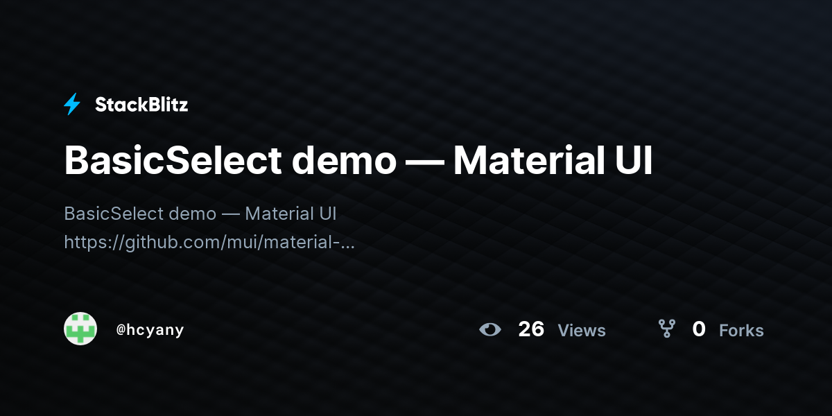 BasicSelect demo — Material UI - StackBlitz