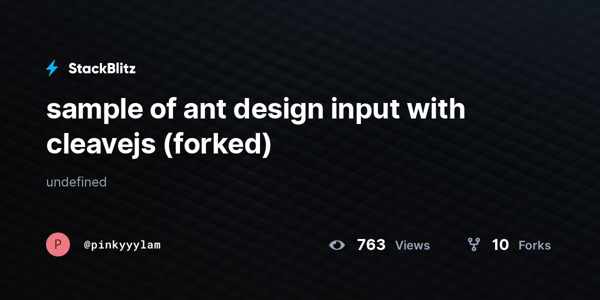 Sample Of Ant Design Input With Cleavejs forked StackBlitz
