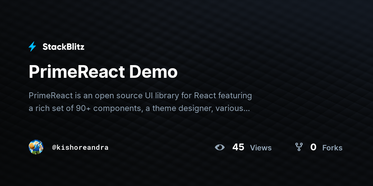 PrimeReact Demo - StackBlitz