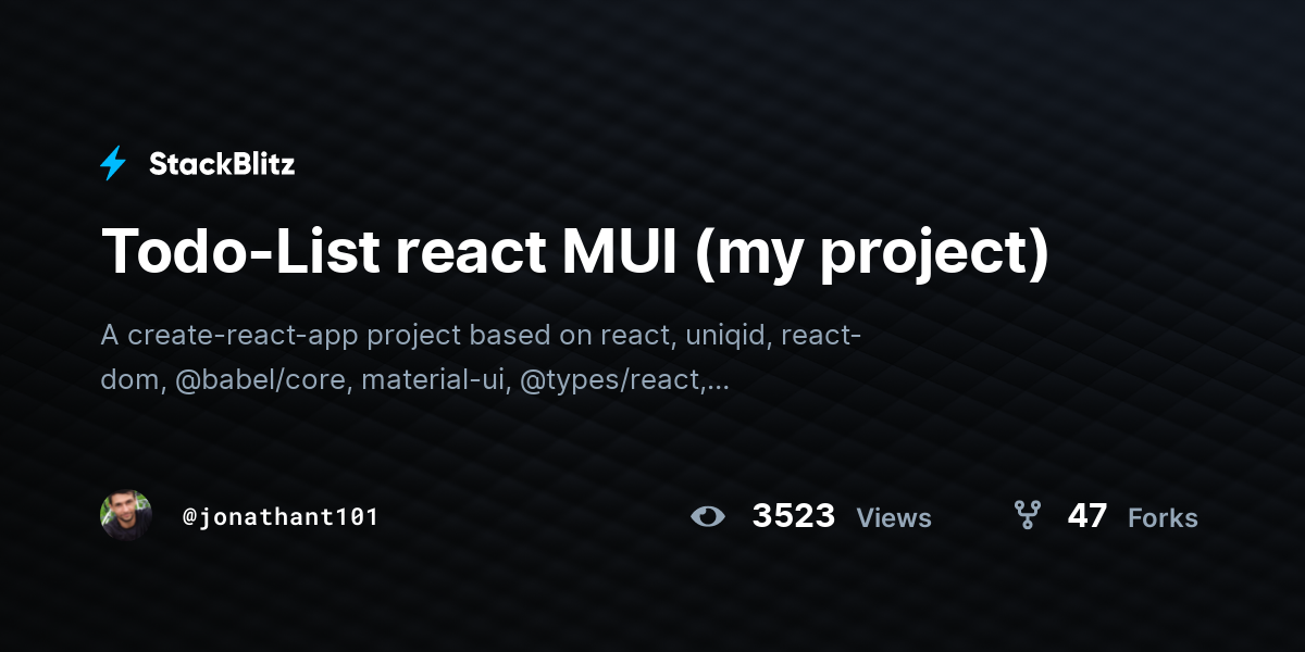Todo-List react MUI (my project) - StackBlitz