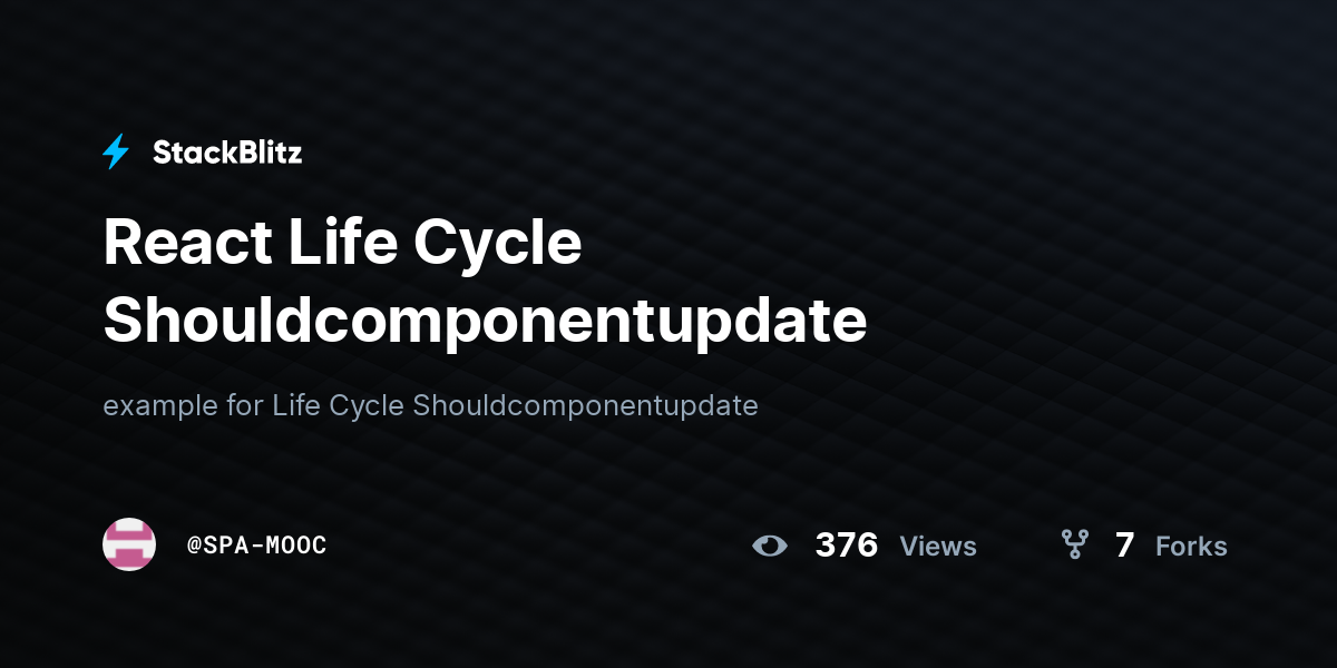 React Life Cycle Shouldcomponentupdate - StackBlitz