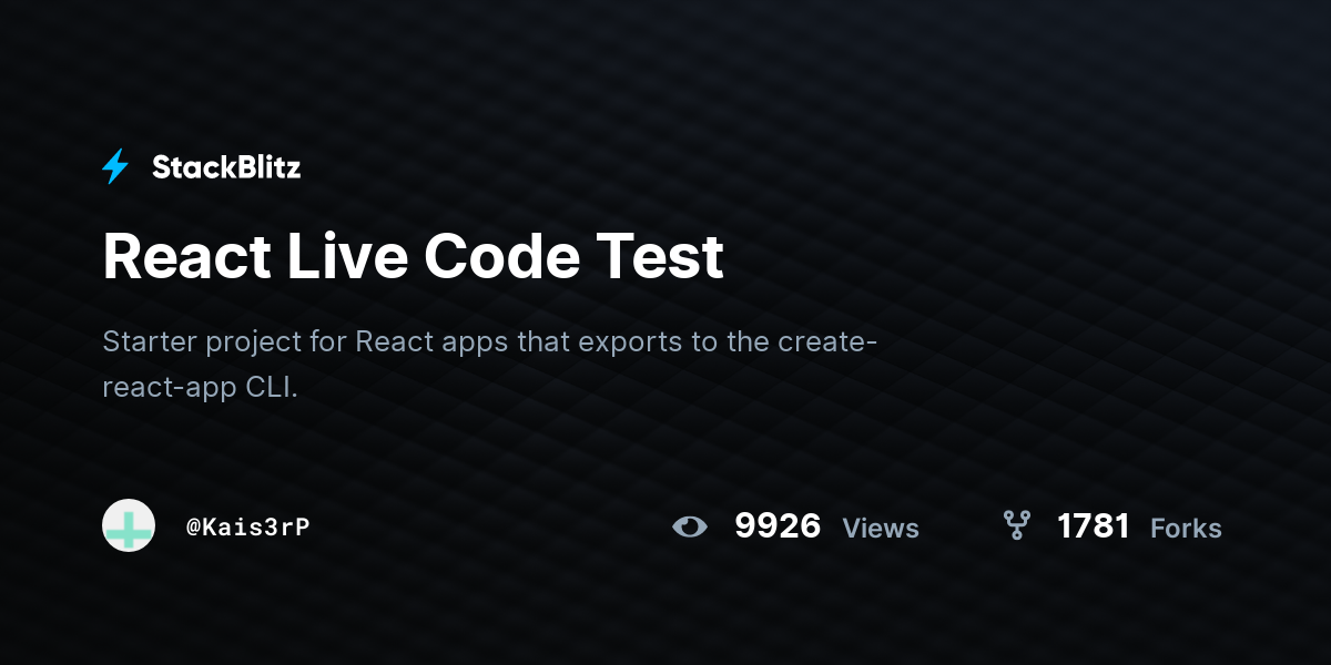 React Live Code Test - StackBlitz