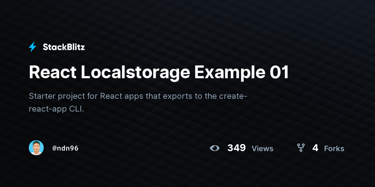 React Localstorage Example 01 - StackBlitz