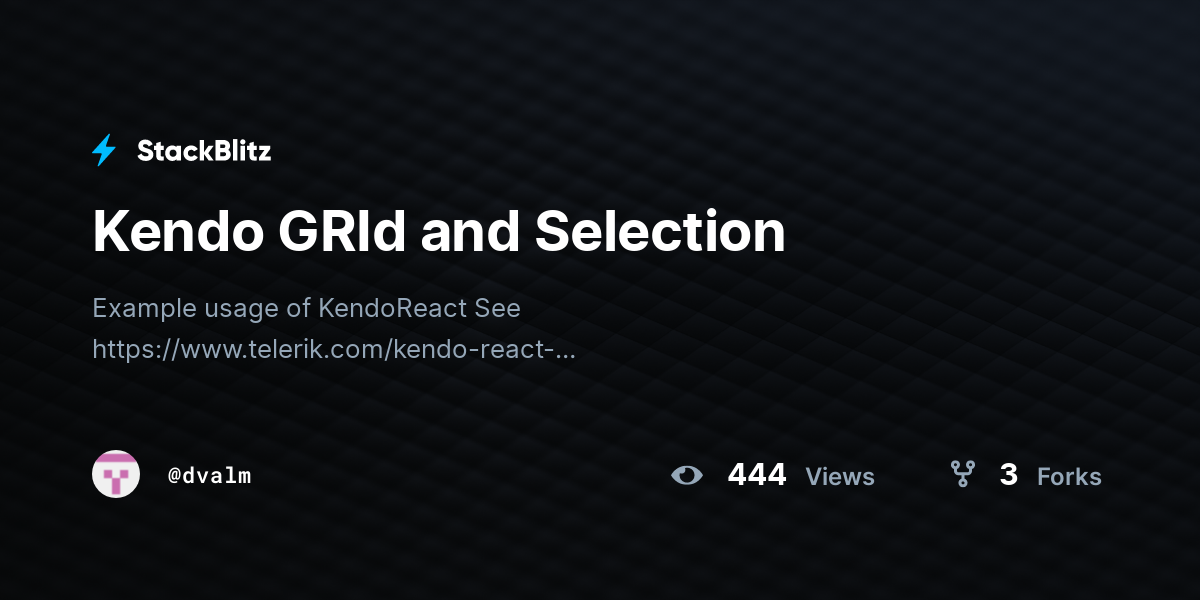 Kendo GRId and Selection - StackBlitz
