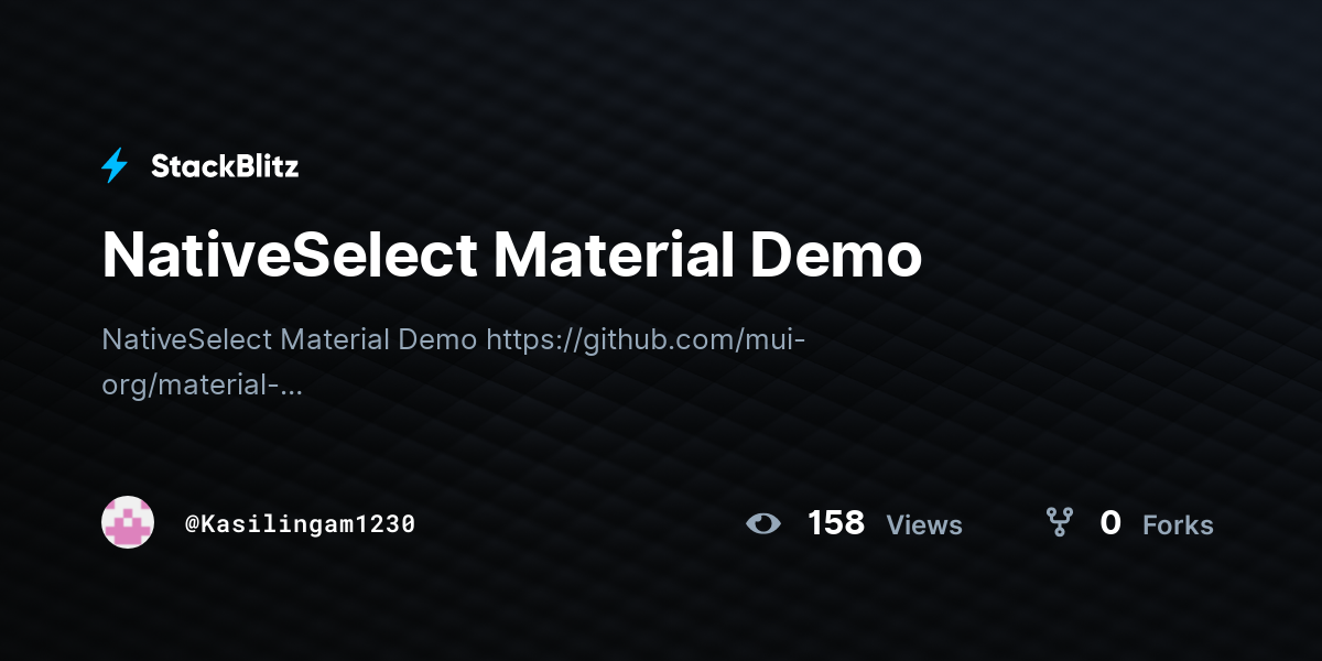NativeSelect Material Demo - StackBlitz