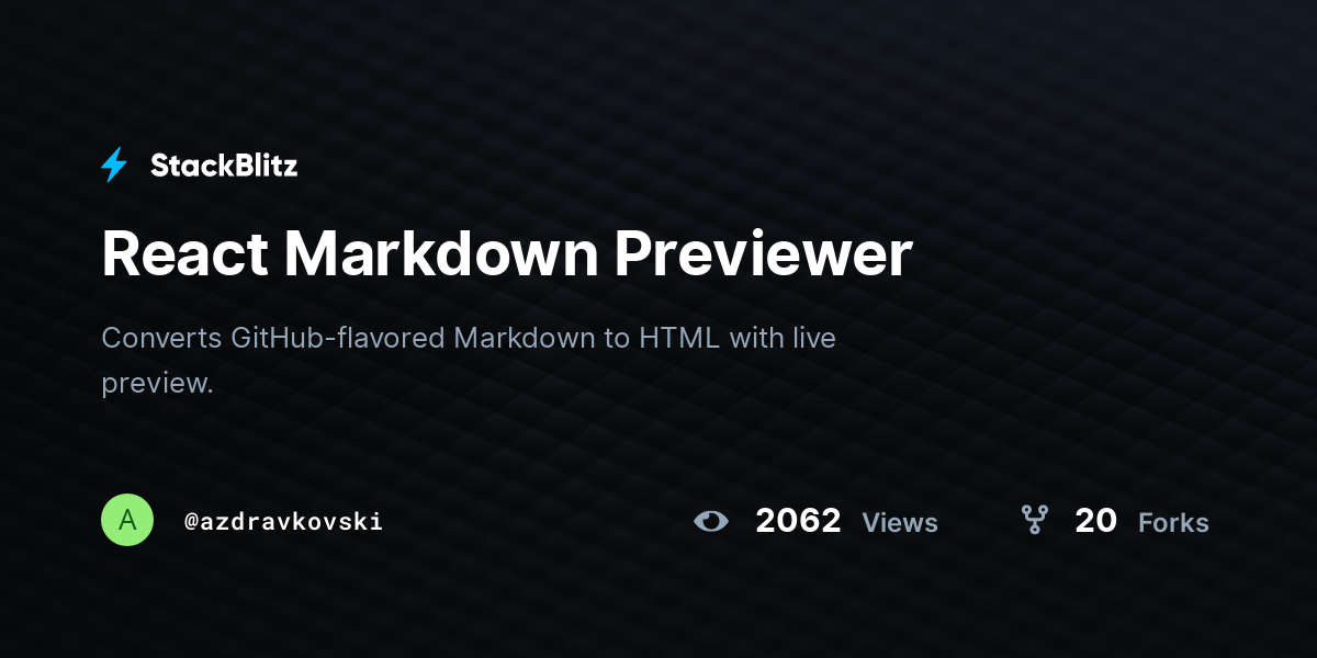 React Markdown Previewer - StackBlitz