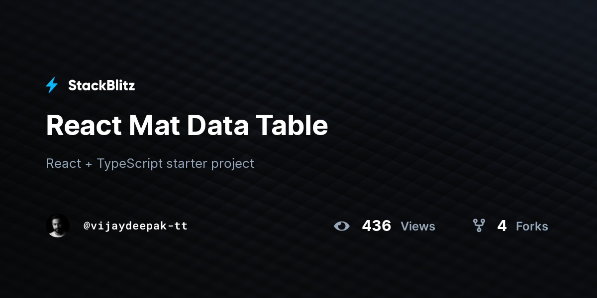 React Mat Data Table - StackBlitz