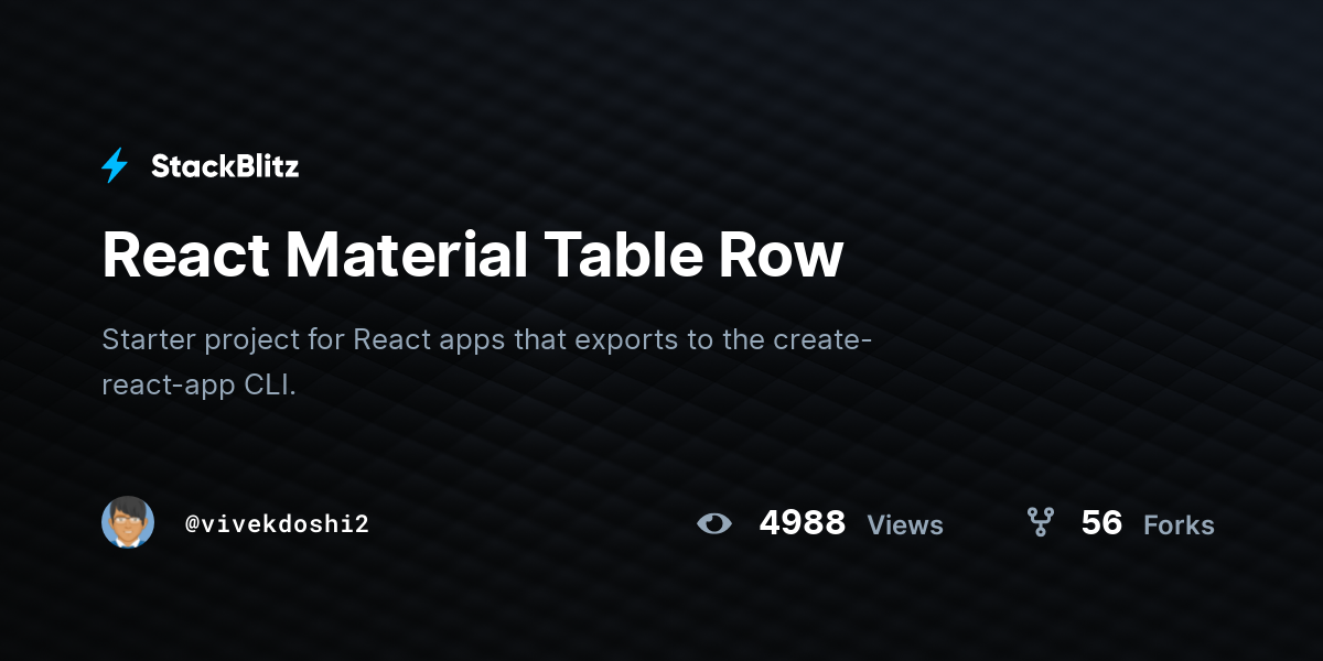 React Material Table Row - StackBlitz